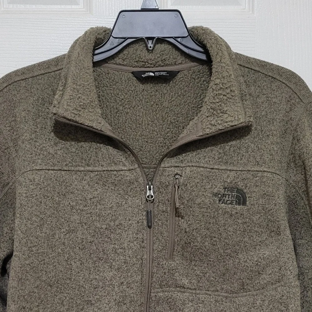 The North Face Mens Gordon Lyons Full Zip Fleece Jacket Heathered Green Large